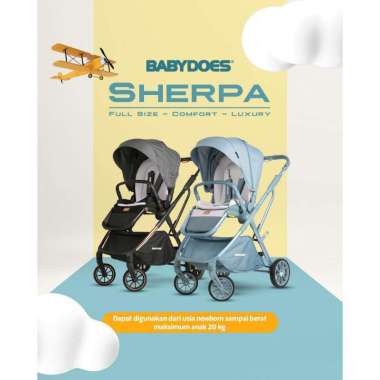 Stroller Babydoes Sherpa / Kereta Dorong Bayi / Compact Stroller Grey