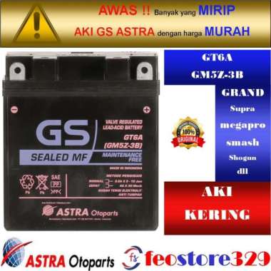 Aki Motor Kering GS GM5Z-3B Sealed MF Honda Supra, Yamaha Mio, Jupiter GARANSI