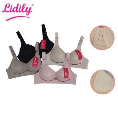 Lidily - Bra Full Cup 4 Kait BH Busa Tipis Tanpa Kawat DD79148 | BH Cup B-C 38