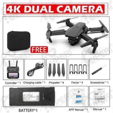 Smart Drone E88 Pro 4k HD Camera E88PRO-Hitam