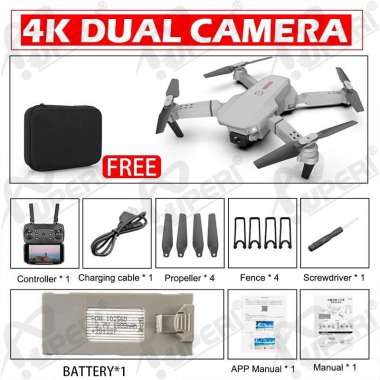 Smart Drone E88 Pro 4k HD Camera E88PRO-Abu-abu