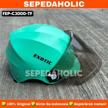 Helm Sepeda EXOTIC Full Face Visor untuk Sepeda Biasa / Sepeda Listrik Hijau