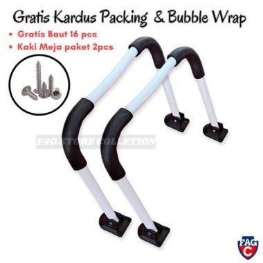 sepasang (2 pcs) kaki meja lipat kaki meja belajar bonus baut 1 set - Putih Putih