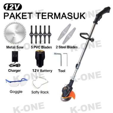 K-ONE 188V Mesin Pemotong Rumput 12V Hitam 1 Baterai