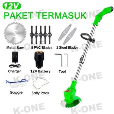 K-ONE 188V Mesin Pemotong Rumput 12V Hijau 1 Baterai