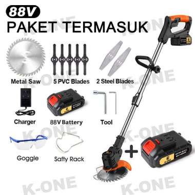 K-ONE 188V Mesin Pemotong Rumput 88V Hitam 2 Baterai
