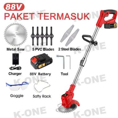 K-ONE 188V Mesin Pemotong Rumput 88V Merah 1 Baterai