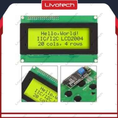 LCD Display Yellow Green 20x4 I2C Character 2004 Background Layar Kuning Hijau 2004A Modul IIC