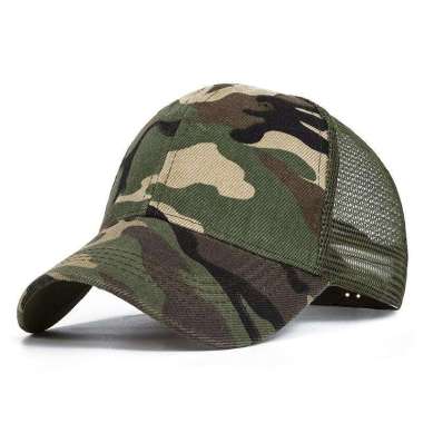 Topi Baseball Army Camouflage Trucker Hat Model TNI Tentara Hijau Belakang Jaring
