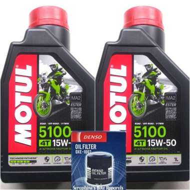 PAKET MOTUL 5100 15W50 +FILTER OLI DENSO NINJA 250FI Z250FI VERSYS ER6