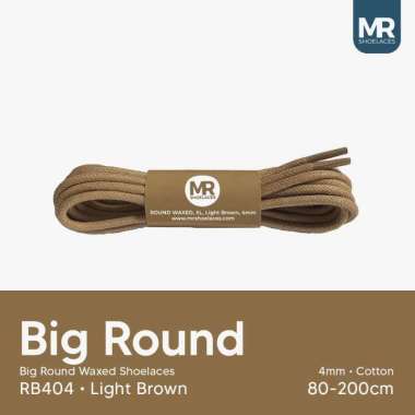 Tali Sepatu Lilin Bulat Coklat Muda Tebal 4mm Variasi Ukuran 70cm + Metal Aglet