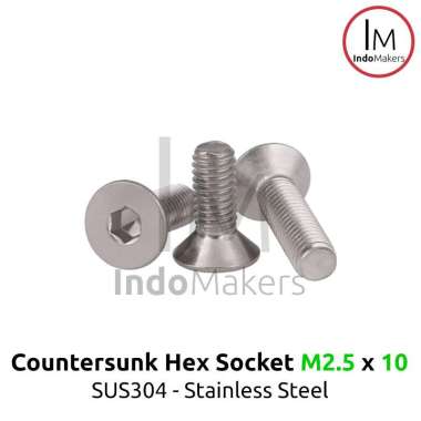 DIN7991 Hex Countersunk Screw / Baut Flat Hexa Stainless Steel M2.5x10