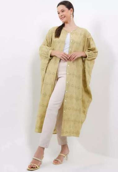 ICONS 2 WAY EYELET TUNIC/OUTER KAFTAN WANITA MODERN TNIC0748BB LIME