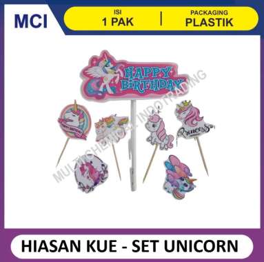 HIASAN KUE SET - UNICORN / CAKE TOPPER / DEKORASI KUE / CAKE DECOR