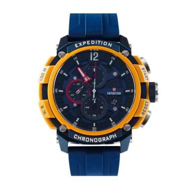 JAM TANGAN EXPEDITION 6781 PRIA BLUE YELLOW RUBBER BLUE ORIGINAL
