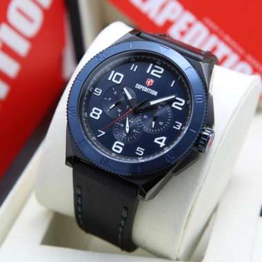 JAM TANGAN PRIA EXPEDITION 6823 / E 6823 / E6823 LEATHER ORIGINAL BLACK BLUE