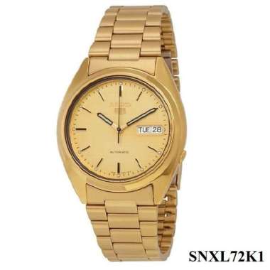 JAM TANGAN PRIA SEIKO 5 FULL GOLD AUTOMATIC ORIGINAL GARANSI 1 TAHUN SNXL72K1