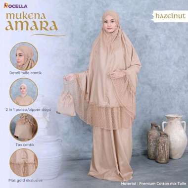 MUKENA AMARA ROCELLA PRAYER SET DEWASA KATUN+TILE ADEM hazelnut