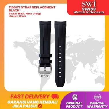 Tali Karet Strap Rubber Jam Tangan Tissot Seastar 1000 2000 Automatic Black