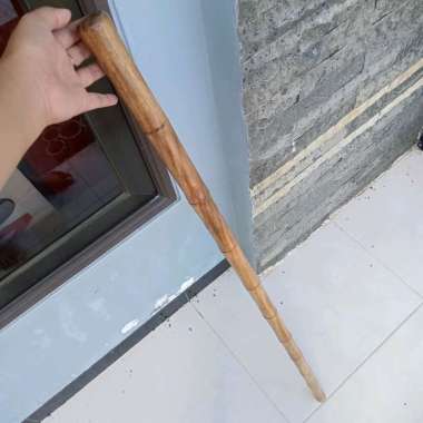 tongkat jalan kayu bidara motif bambu lurus h431