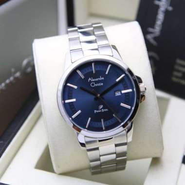 JAM TANGAN PRIA ALEXANDRE CHRISTIE AC 1034 AC1034 ORIGINAL - silver silver biru