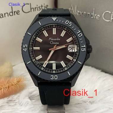 Original 100%!! Jam Alexandre Christie Pria AC 8693 AC8693 Black Ring Grey Garansi Resmi 1 Tahun