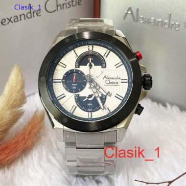 Original 100%!! Jam Alexandre Christie Pria AC 6674 AC6674 Silver Plat White Garansi Resmi 1 Tahun