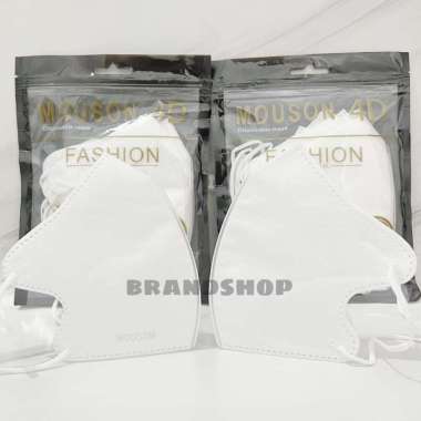 Mouson Duckbill 4D Fashion Masker 4ply isi 50 pcs Putih 10 pcs