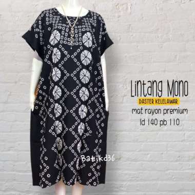 Daster Batik Kelengan Kelelawar Jumbo CT "WARU HITAM" Bhn Rayon Super polkadot