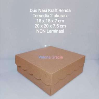 Dus Nasi Kraft 18x18 Renda per 50 pcs Kotak Catering non laminasi