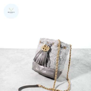 TORY BURCH Fleming soft mini bucket bag Carbon - 100% Authentic