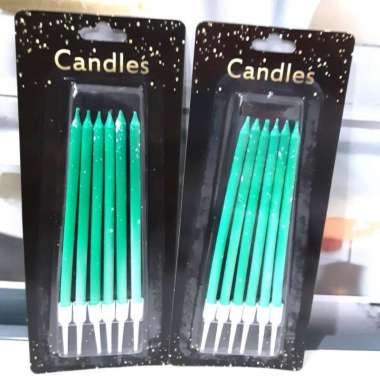 LILIN BLUSH CANDLES HIJAU ISI 6PCS, LILIN ULTAH LUCU