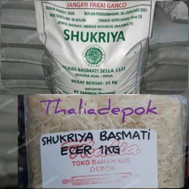 SHUKRIYA BERAS BASMATI INDIA ECER 1KG DARI KEMASAN SAK/KARUNG.