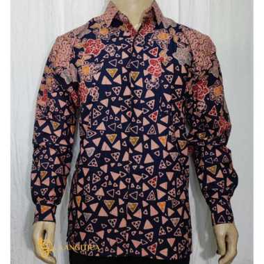 Kemeja Batik Cap Premium 01 | Outfit Kerja Batik Pria L dongker-coklat pdk