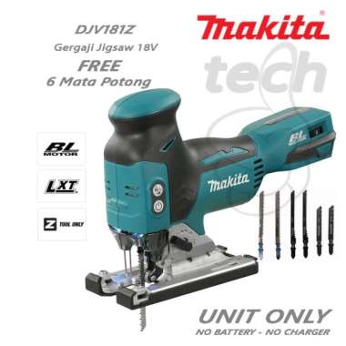 Mesin Gergaji Cordless Jigsaw Baterai Makita DJV181Z - Unit Only