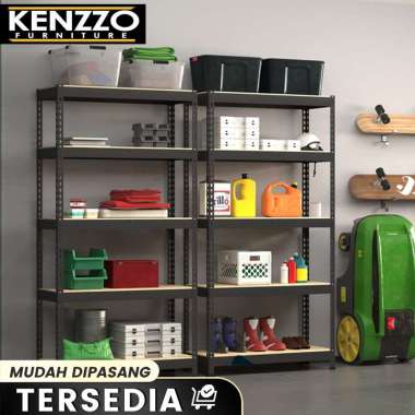 KENZZO Rak Besi Susun Rak Gudang 6-Putih-120X40X200