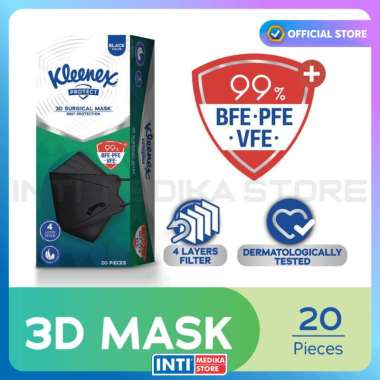 KLEENEX - Protect Mask 3D 4ply BLACK | Masker Earloop KF94 BOX Isi 20pcs