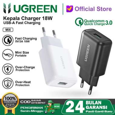 UGREEN Wall Charger Kepala iPhone 18W USB QC 3.0 Fast Charging MULTYCOLOUR