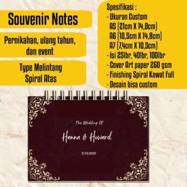 Souvenir Custom Block Notes Notebook 10 cmx14, 5 cm ,Blok notes 40 lembar (80 halaman) Ukuran A6 Pol
