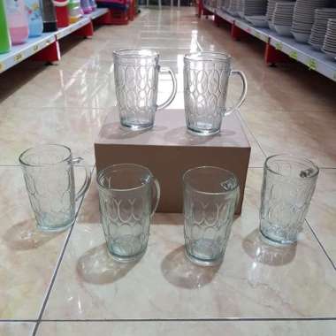 Gelas es teh manis/Gelas beling jempol gagang isi 6 buah instan