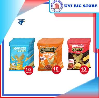 Garuda Crunchy O Corn Sea Salt | Potato BBQ 17 gr x 10 pcs RENTENG O'Corn Sea Salt