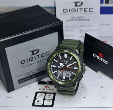 Jam Tangan Pria Digitec 2180 Dual Time-Rubber DG2180 Hijau
