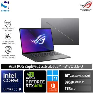 Asus ROG Zephyrus G16 GU605MI I947OLLG laptop Gaming [Intel Core Ultra 9 185H/32GB/1TB SSD/RTX4070 8GB/16"2.5K OLED/Win 11 Home + OHS 2021]