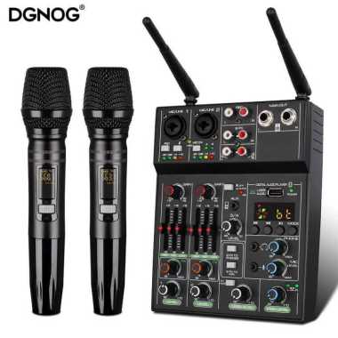 DGNOG Audio Mixer Console 5 Channel Bluetooth with 2 Microphone