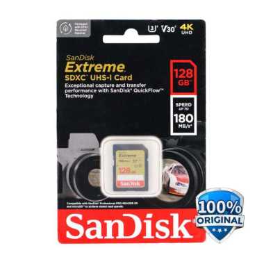SanDisk Extreme SDXC UHSI Card V30 U3 Class SDSDXV 128GB - SDSDXVA-128G