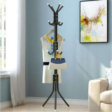AA - Bag Hanger Stand Hanger gantungan berdiri Gantungan Topi Tiang Berdiri Modern Hitam