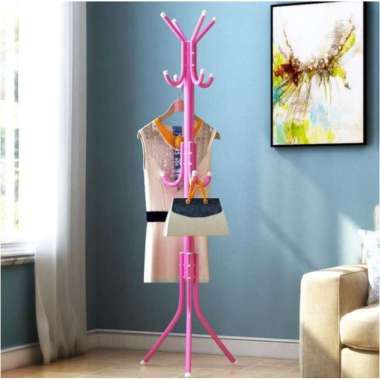 AA - Bag Hanger Stand Hanger gantungan berdiri Gantungan Topi Tiang Berdiri Modern Pink