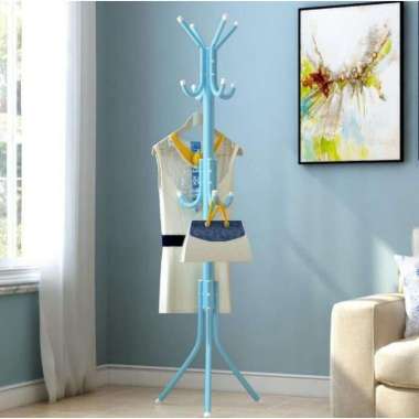 AA - Bag Hanger Stand Hanger gantungan berdiri Gantungan Topi Tiang Berdiri Modern Biru