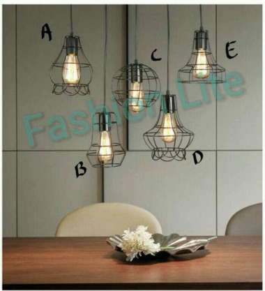 Lampu Cafe Kap / Kap Lampu Gantung Besi Vintage/ Lampu Kap Vintage Hitam