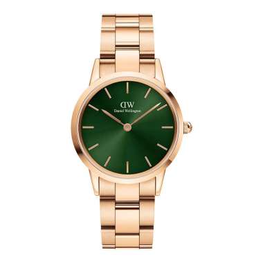 Jam Tangan Unisex Daniel Wellington Iconic Link Emerald DW00100420 Green Dial Rose Gold Stainless St